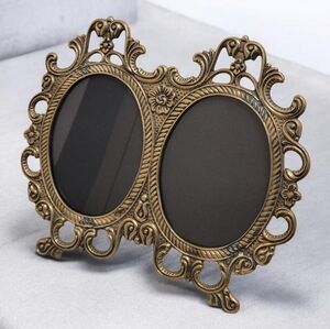Vintage Brass Double Oval Photo Frame